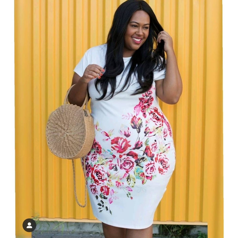 Plus Floral Print Pencil Dress